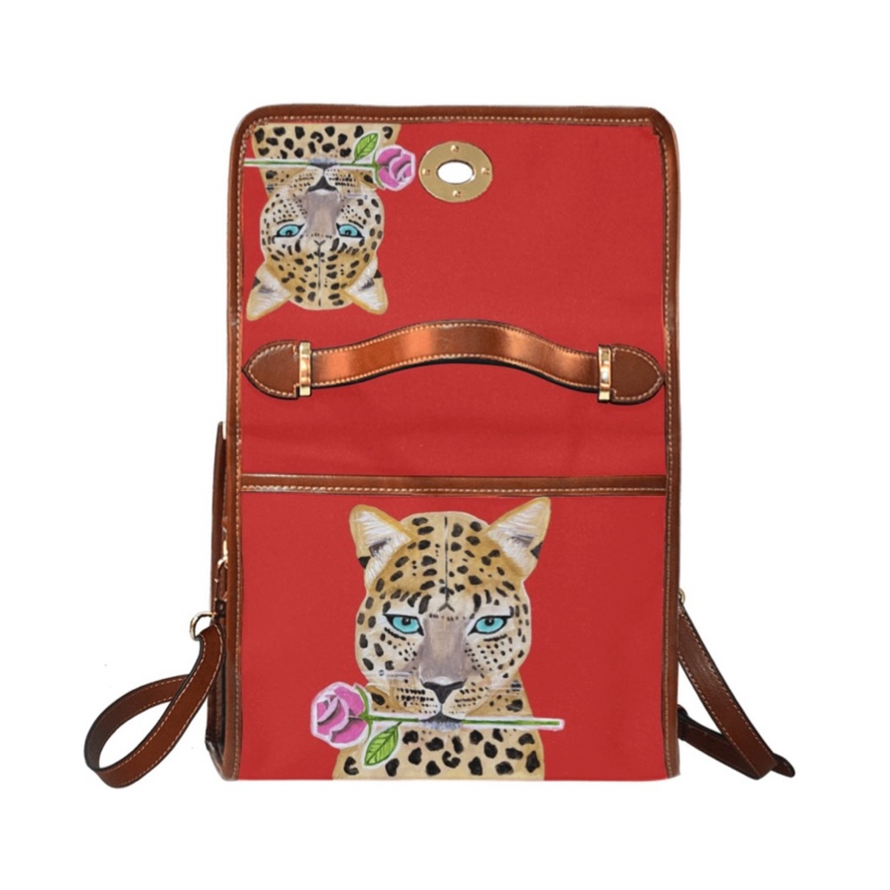 Red Leopard Rose purse